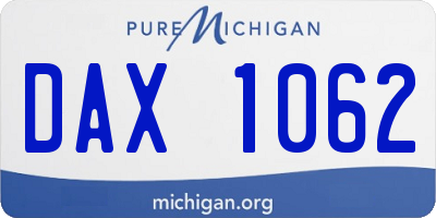 MI license plate DAX1062
