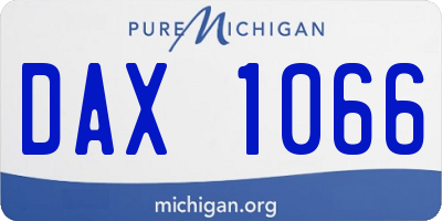 MI license plate DAX1066
