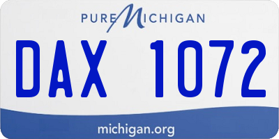 MI license plate DAX1072