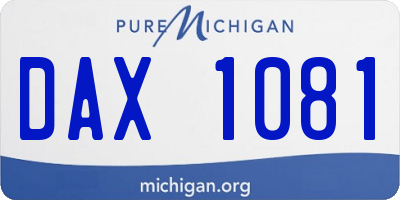 MI license plate DAX1081