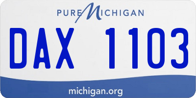 MI license plate DAX1103