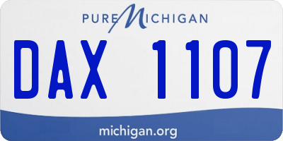 MI license plate DAX1107