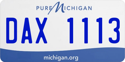 MI license plate DAX1113