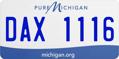 MI license plate DAX1116