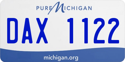 MI license plate DAX1122