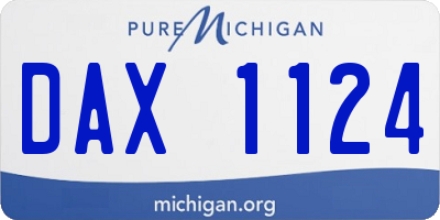 MI license plate DAX1124
