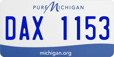 MI license plate DAX1153