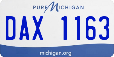 MI license plate DAX1163