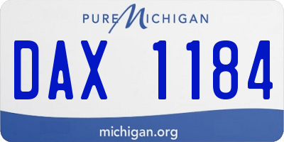 MI license plate DAX1184