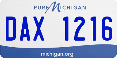 MI license plate DAX1216