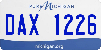 MI license plate DAX1226