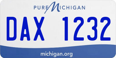 MI license plate DAX1232