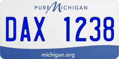 MI license plate DAX1238