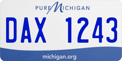 MI license plate DAX1243