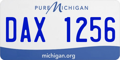 MI license plate DAX1256