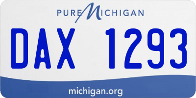 MI license plate DAX1293