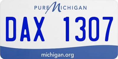 MI license plate DAX1307