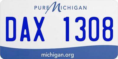 MI license plate DAX1308