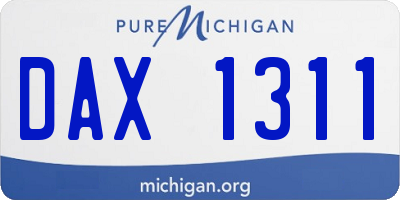 MI license plate DAX1311