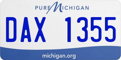 MI license plate DAX1355
