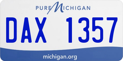MI license plate DAX1357