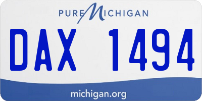 MI license plate DAX1494
