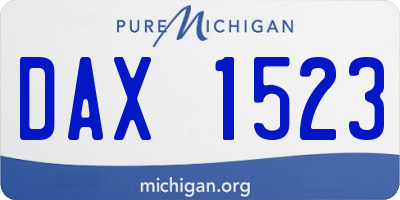 MI license plate DAX1523
