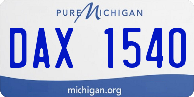 MI license plate DAX1540