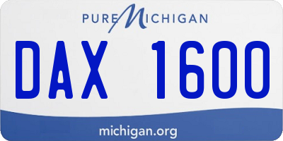 MI license plate DAX1600