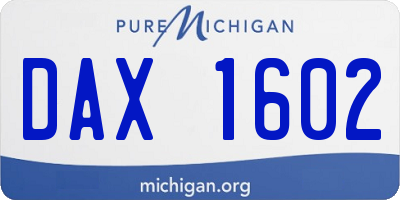 MI license plate DAX1602