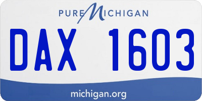 MI license plate DAX1603