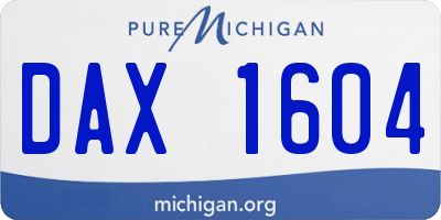 MI license plate DAX1604