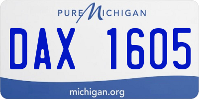 MI license plate DAX1605