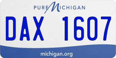 MI license plate DAX1607