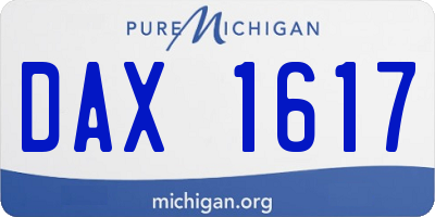 MI license plate DAX1617