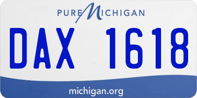 MI license plate DAX1618