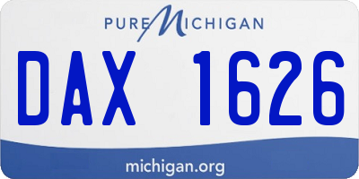 MI license plate DAX1626