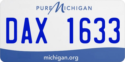 MI license plate DAX1633