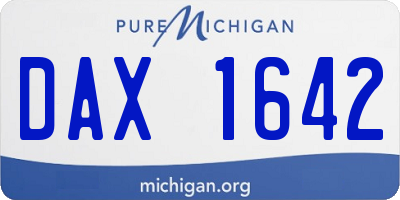MI license plate DAX1642