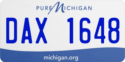 MI license plate DAX1648