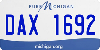 MI license plate DAX1692