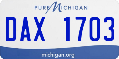 MI license plate DAX1703