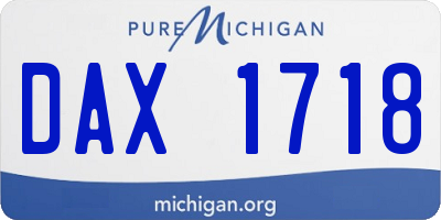 MI license plate DAX1718
