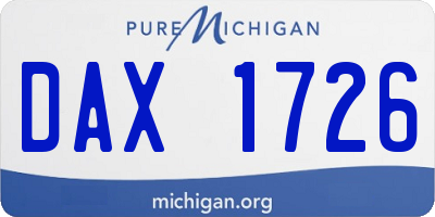 MI license plate DAX1726