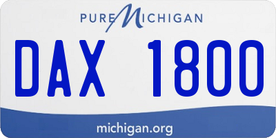 MI license plate DAX1800