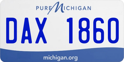 MI license plate DAX1860