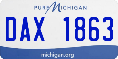 MI license plate DAX1863