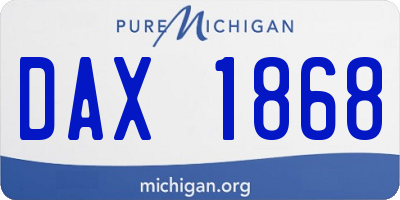 MI license plate DAX1868