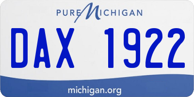 MI license plate DAX1922