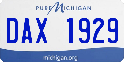 MI license plate DAX1929